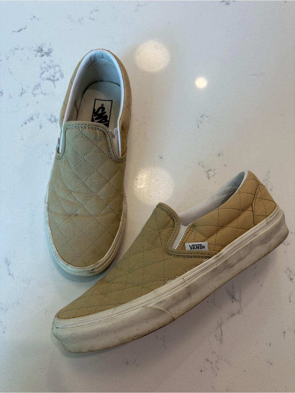 Vans Tan Diamond Pattern Slip On shoes size women’s 9 - Picture 2 of 7
